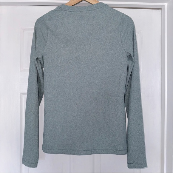 🟣4/$20 Athleta Uptempo Ribbed Henley Tee Green Gray S - Picture 4 of 5
